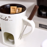 Tasse à fondue au chocolat en céramique blanche 130 ml, chauffe-bougie à tealight, cadeau de Saint-Valentin et de mariage, vente en gros