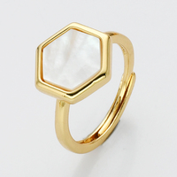 Bague tendance en pierres précieuses naturelles, pierre de naissance, pour femme, en laiton plaqué or 18 carats, forme hexagonale
