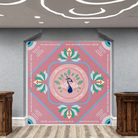 Tapis de table de mahjong carré de luxe pour 4 joueurs, imprimé, avec pieds en acier inoxydable, tissu antidérapant pour le poker et le mahjong