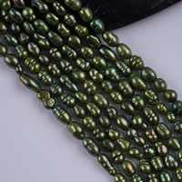 Perles d'eau douce naturelles en forme de riz 3-4mm blanches et vertes, brin semi-finie pour la fabrication de bijoux et de colliers, vente en gros