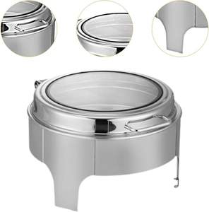 Plats <span class=keywords><strong>de</strong></span> service chauffants en acier inoxydable argenté <span class=keywords><strong>de</strong></span> 6 L, chauffe-plats à alcool, ensemble <span class=keywords><strong>de</strong></span> buffet pour - Product Image 4