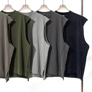 定制Desgin男女通用棉质空白背心超大街装复古高品质背心无袖男式t恤 - Product Image 2