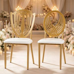Chaise de mariage empilable en métal Tiffany Chiavari à dossier en X pour événements commerciaux de luxe, banquets, hôtels et fêtes - Product Image 2