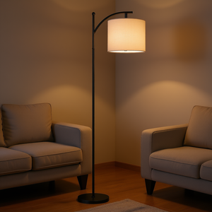 Lampe sur pied moderne à intensité variable avec télécommande, abat-jour beige, corps en métal, pour salon, design contemporain, base E26, lumière LED - Product Image 2