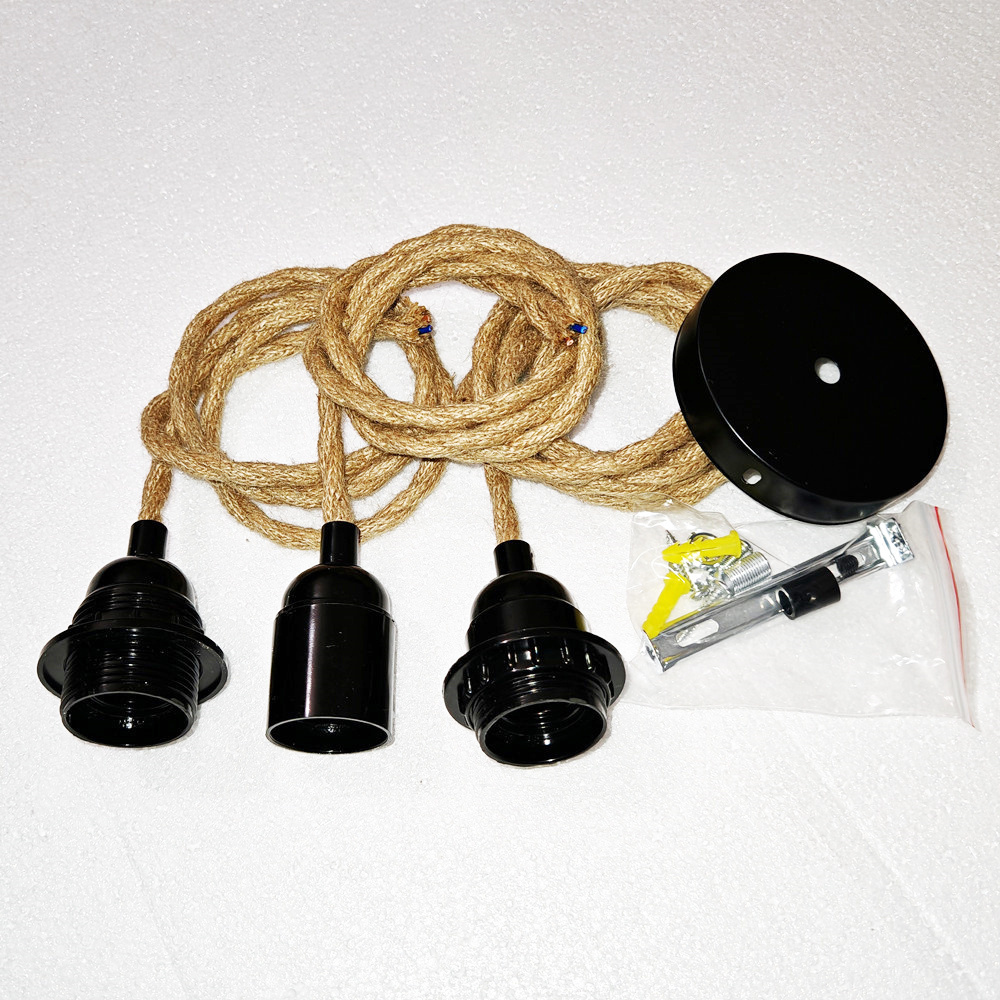Jute Rope Screw Style Pendant Lamp Ceiling Lighting Fitting E27 Bakelite Lamp Holder Hanging Kits Cable Holder Lamp Socket