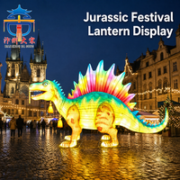 Lanterne géante de dinosaure en soie animatronique pour l'extérieur, sculpture lumineuse réaliste de T-Rex à LED pour parc à thème et festival