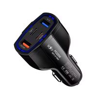 53W 30W 3 ports 4 ports Type C PD 20W QC 3.0 chargeur de voiture rapide double USB chargeant des voitures Led 12v-24v chargeur de voiture de voyage plus léger