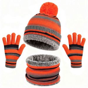 3Pcs Kid Winter <b>Beanie</b> Hat Circle Scarf Touchscreen Gloves Snow Knit Cap Warm Thick <b>Fleece</b> Lined Neck Warmer Set Gift - Product Image 3