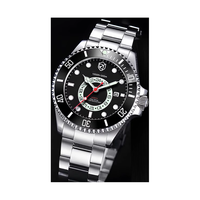 Montres de plongée lumineuses en acier inoxydable, avec affichage 24 heures et calendrier, conçues et produites en usine pour la marque des clients