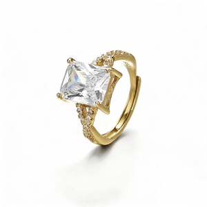 Anel de Noivado TIANYIDA em Prata Esterlina 925 com Design Torcido, Anel Hip Hop com Zircônia 4A, Anel de Diamante - Product Image 1