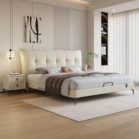 Lit moderne simple en cuir souple de qualité supérieure, taille double, king size, lit queen deluxe avec cadre en bois pour chambre principale