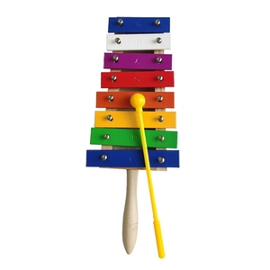 8 Note Handheld Rainbow Glockenspiel Wooden Handle Colorful Metal Bar Xylophone For Kids Orff Early <b>Music</b> Percussion Instrument - Product Image 3