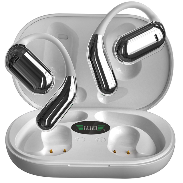 Q16 Open-Ear Headphone Wireless Earbuds Sport Over Earphone Ear Hooks 50H Playtime EarBuds LED Display Charging Case Waterproof