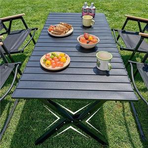 Pnbfhn Mesa De Campamento Plegable Para Exteriores Con Organizador De Almacenamiento, Panel Compuesto De Aluminio Portátil, Mesa Ligera, 3 Alturas Ajustables, Para Interiores, Barbacoa, Fiesta