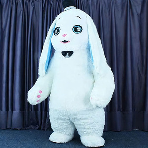 Costume de Mascotte Géant Gonflable Lapin Blanc à Longues Oreilles avec Chapeau et Nœud Papillon pour Adultes Unisexe, Personnalisable OEM, pour Fêtes et Pâques - Product Image 2