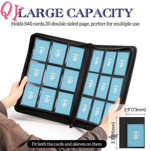 Q Y Portable Magic Gathering 9-Pocket Game Trading <b>Cards</b> <b>Binder</b> Zippered Durable PVC Paper Cloth PU Cover Material Meowth Design - Product Image 1
