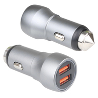 Mini chargeur de voiture Double port de charge Chargeur de voiture USB Type a ou Type C Charge rapide Marteau de sécurité Chargeur de voiture portable en métal