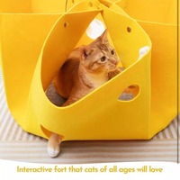Nid d'hiver pour chats Nouveau Tunnel en soie pliable et déformable Maison pour chat Caverne semi-fermée pour petit carton solide et lavable