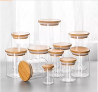 Bocaux de conservation en verre pour aliments avec couvercles en bambou, personnalisables, 100ml, 120ml, 250ml, 500ml, 1000ml, 1oz, 2oz, 8oz, 16oz, 32oz, 4oz