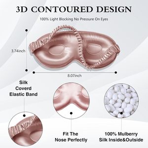 Mascherina personalizzata per dormire in seta sagomata 3D senza pressione 16/19/22mm in pura seta di gelso maschera per gli occhi con coppe per gli occhi - Product Image 4