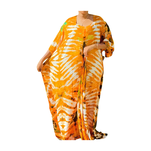 High Quality Bohemian Tie Dye <b>Kaftan</b> Maxi for Women Hand Dyed Elegant Casual Sexy Long Oversize Cover Ups <b>Plus</b> <b>Size</b> Cotton - Product Image 5
