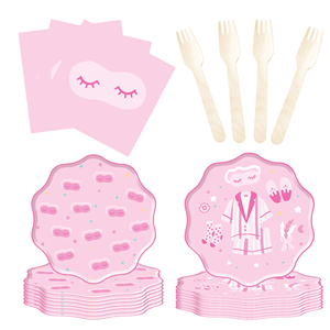 Juego de Platos y Servilletas de Papel para Fiesta de Pijamas DAMAI, Artículos para Fiesta de Pijamas, Vajilla para Fiesta de Pijamas Rosas para Niñas, Sirve para 8 Personas - Product Image 3