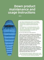 Sac de couchage en duvet d'oie blanc à 90% pour adultes, camping en plein air, portable, chaud, hiver, ultraléger, équipement de sac de couchage en duvet d'oie