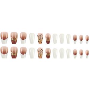 OEM Naturel DIY Manucure Français Cercueil <span class=keywords><strong>Faux</strong></span> <span class=keywords><strong>Ongles</strong></span> Court Moyen À La Main De Luxe 3D Presse Sur Les <span class=keywords><strong>Ongles</strong></span> - Product Image 2