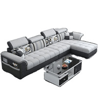 Canapé en tissu en forme de L, style minimaliste moderne, éponge amovible, tissu technique lavable, ensemble de meubles de salon entièrement équipé
