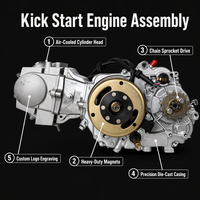 Nouveau Moteur de Moto 110cc Refroidi par Air, Monocylindre, 4 Temps, Allumage CDI, OEM ODM, Marque Personnalisée, Stator Magnéto