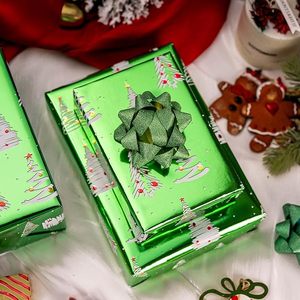 Colored aluminum coated <b>Christmas</b> gift <b>wrapping</b> <b>paper</b> with white <b>Christmas</b> tree pattern multiple colors available for selection - Product Image 2