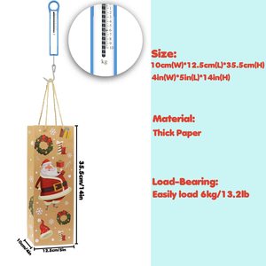 Sac en papier pour vin, emballage cadeau de Noël de luxe avec logo personnalisé du fabricant, pour les entreprises de boissons alcoolisées - Product Image 4
