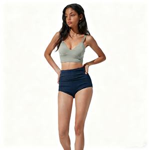 Kadın yaz örme telsiz 3/4 fincan spor sutyen çıkarılabilir pedleri ayarlanabilir askıları nefes Spandex/naylon koşu Yoga için - Product Image 2