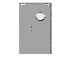 Porte coupe-feu en acier à double battant sur mesure, avec fenêtre d'observation, pour hôtel, école, bâtiment commercial, directement de l'usine