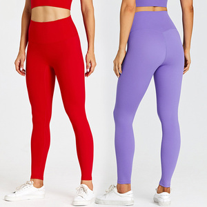 थोक महिलाओं की उच्च कमर जिम फिटनेस पैंट लुभावनी खेल थें टी-लाइन ठोस पैटर्न योग लेगिंग बट लिफ्ट लेगिंग - Product Image 5