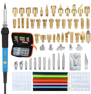 71 In 1 Houten Brandset 60W Temperatuur Verstelbare Lassoldeerset Gravure Tool Kit Lasijzer