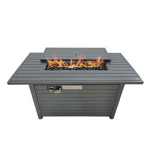 Mesa de Fogata para Exteriores Db Living Source International, 25 H x 42 W, Acero Gris, Gas Propano, con Tapa, Estilo Moderno - Product Image 1