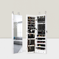 Armoire à bijoux murale blanche pleine longueur avec miroirs derrière la porte Miroir total pour le corps