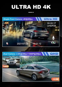 Yikoo máy quay <span class=keywords><strong>Video</strong></span> Xe Hơi Ống kính kép Camera hành trình 4K 140 góc rộng Wifi GPS Vòng ghi âm hộp đen với 1 năm bảo hành màn hình IPS - Product Image 4