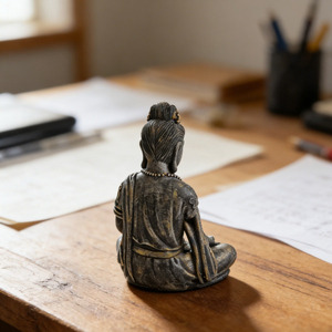 Figura de <span class=keywords><strong>Buda</strong></span> Meditando Silencioso Estilo Vintage Xi Qing, Artesanía de Resina en Forma de Barril, Adorno de Escritorio para el Día de San Valentín, Mesa de Té, Sala de Estudio - Product Image 4