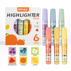 Kmay K-376A/6B Trái Cây Không Độc Hại Mực <span class=keywords><strong>Highlighter</strong></span> Bút Đánh Dấu Nhiều Màu Biểu Tượng Tùy Chỉnh Văn Phòng Phẩm <span class=keywords><strong>Highlighter</strong></span> Bút - Product Image 1