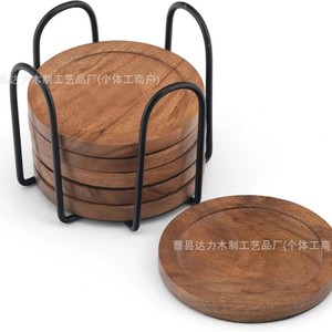 Solid Wood Coaster Round Durable Home Desktop <b>Teacup</b> Base Modern Minimalist Living Room Bedroom Dining Room - Product Image 5