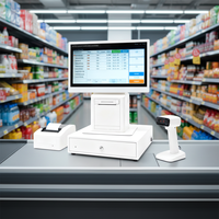 Système de point de vente tout-en-un 15,6'' Win 10/11 I5/I7, kiosque de restaurant, caisse enregistreuse, terminal de paiement, point de vente avec tiroir-caisse