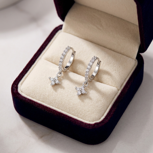 Pendientes de Aro Románticos con Flores y Piedras de Moissanita, Plata 925 con Baño de Rodio, Joyería de Boda para Mujer - Product Image 3