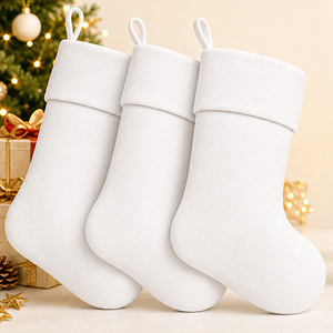 Chaussette de Noël personnalisée en toile par sublimation, à faire soi-même, avec impression photo et nom, pour enfants, pour ranger bonbons et jouets - Product Image 2