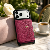 Étui portefeuille en cuir de vachette LWG avec cordon réglable pour iPhone 18 Pro Max Duo, vente en gros d'usine OEM