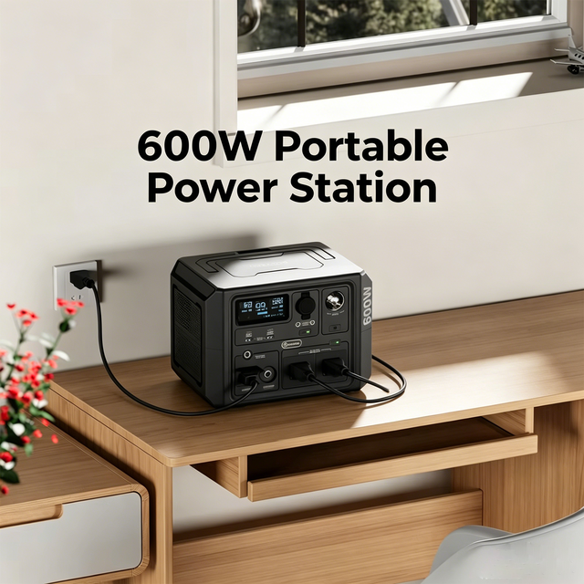For BP060A 600W Solar Car Portable Power Station with LiFePO4 Battery Pure Sine Wave Inverter & Wireless Charger