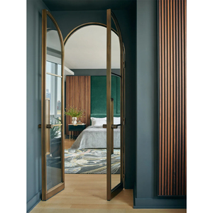 Slimline phong cách cong Brass pháp Bản lề cửa cho nhà nội thất thép Swing cửa kính với lưới tản nhiệt - Product Image 4