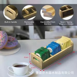 Multi Layer Solid Wood Tea Bag Storage Rack Beverage <b>Shelf</b> <b>Desktop</b> Coffee Tea Holder Rectangle Standing Type Office Organizer - Product Image 5