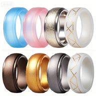 Bagues de mariage en silicone 8 mm pour hommes, logo personnalisé, bord bombé, épaisses, respirantes, multicolores, pour fiançailles, sport, fonction musicale